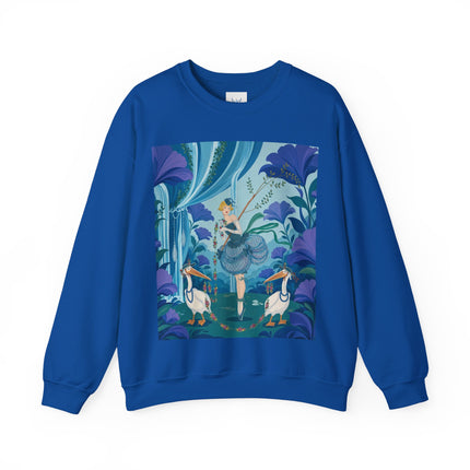 🪶🌺 The Pelican Garden Dance Crewneck Sweatshirt – Art Deco Botanical Whimsy