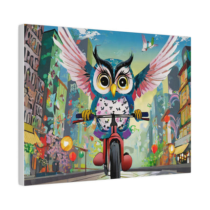 Cycling Owl Matte Canvas, Stretched, 0.75"