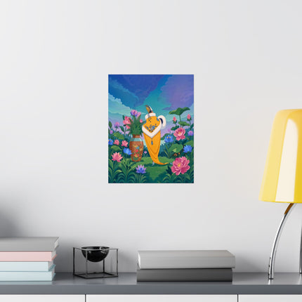 🪷✨ The Lady Of The Golden Lotus Stroll Matte Vertical Poster – Art Deco Floral Elegance