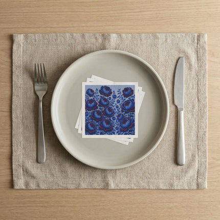 💙🌺 The Midnight Blue Peony Garden Napkins – Elegant Botanical Floral Art