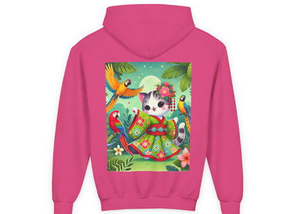 Parrot Dance of the Geisha Kitten Youth Heavy Blend Hooded Sweatshirt