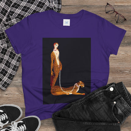 Leopard Queen Women's Midweight Cotton Tee – Exotic Glamour & Timeless Elegance