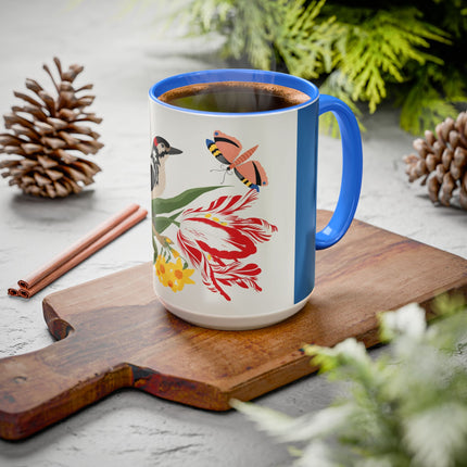 Woodpecker & Tulip Colorful Mugs – Vibrant Spring & Bold Beauty