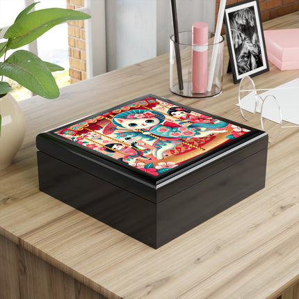 Geisha Kitten's Enchanted Carousel Ride Jewelry Box