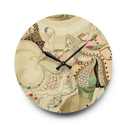 Sur talons rouges (On Red Heels) pl 01 by Gerda Wegener Acrylic Wall Clock, Round and Square
