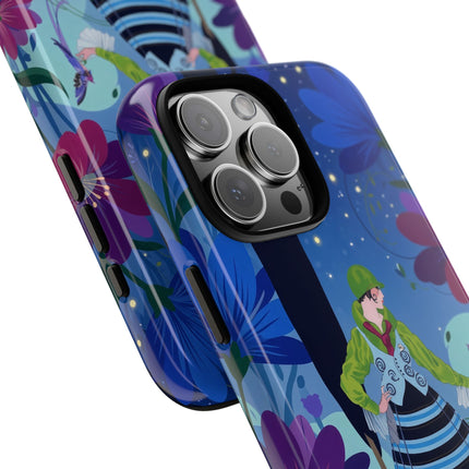 🌸🐦 The Lady Of The Midnight Bird Garden Phone Case – Art Deco Floral Fantasy
