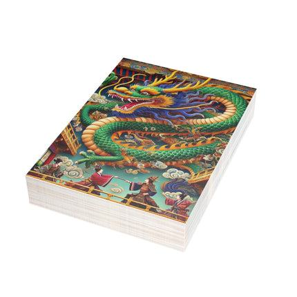 Tibetan Dragon Over Kabuki Duel Postcards (envelopes included) - Bundles of 10, 30, 50 Pieces