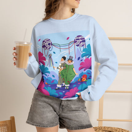 🎭🌸 The Garden Masquerade Crewneck Sweatshirt – Art Deco Floral Whimsy