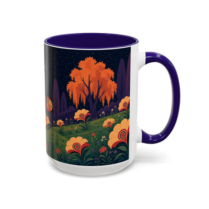 🌙🌼 The Moonlit Floral Dancer Colorful Mug – Art Deco Garden Fantasy