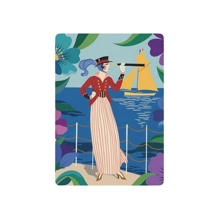 ⛵🌺 The Lady Of The Golden Horizon Playing Cards – Art Deco Coastal Elegance