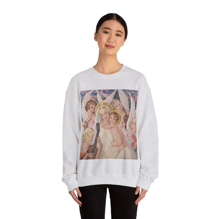 Madonna with Child Surrounded by Musical Angels by Gerda Wegener Heavy Blend™ Crewneck Sweatshirt