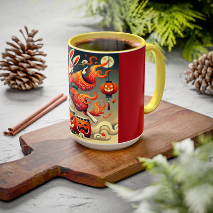 Jack-O’-Lantern Drums & The Kabuki Rabbit Colorful Mugs (11oz, 15oz)