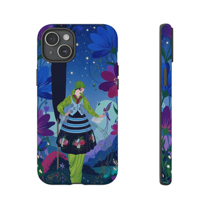 🌸🐦 The Lady Of The Midnight Bird Garden Phone Case – Art Deco Floral Fantasy
