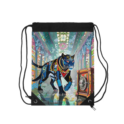 Cyber Panther's Hunt Drawstring Bag