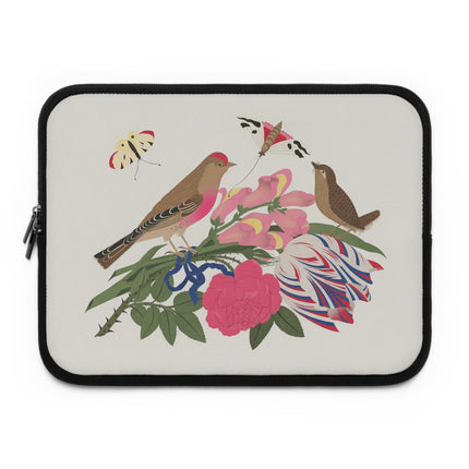 🐦🌸 Pink-Breasted Bird & Wren Laptop Sleeve – Elegant Joy & Springtime Charm