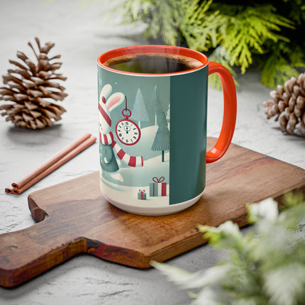 Candy Cane Timekeeper Bunny Colorful Mugs (11oz, 15oz)