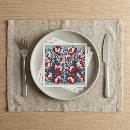 🌺❤️ The Scarlet And Ivory Floral Tapestry Napkins – Elegant Botanical Garden Art