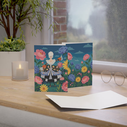🌹🌼 The Lady Of The Enchanted Flower Garden Greeting Card – Art Deco Floral Elegance