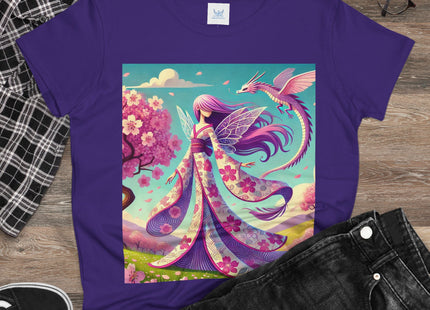 Petals in the Wind: The Kimono Fairy and the Sky Dragon Cotton Tee