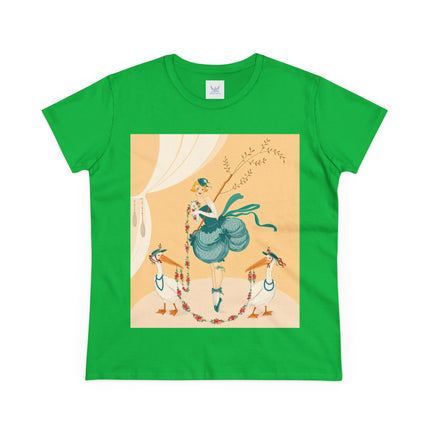 🌸🪽 The Lady And The Garden Storks Cotton Tee – Art Deco Floral Whimsy
