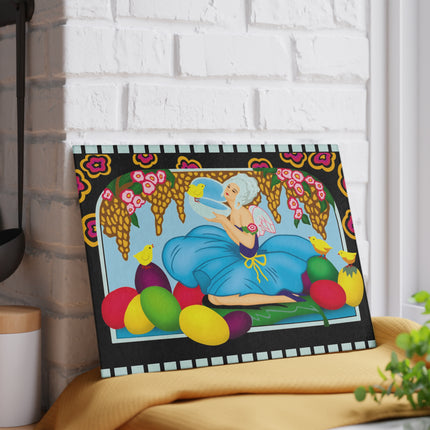 Blooms and Chicks Glass Cutting Board