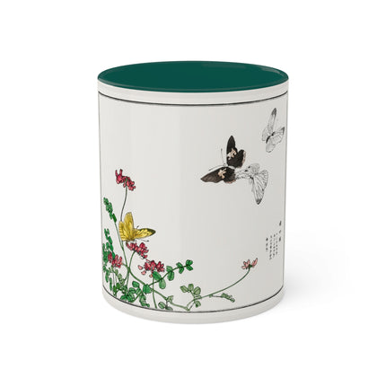 Butterflies and flower illustration by Morimoto Toko Colorful Mugs, 11oz