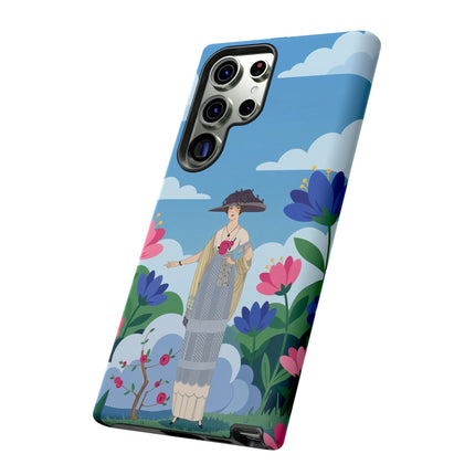 🌸🎩 The Lady Of The Grand Flower Garden Phone Case – Art Deco Fashion Illustration