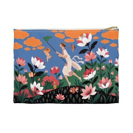 🪁🌺 The Lady Of The Flying Garden Accessory Pouch – Art Deco Floral Fantasy