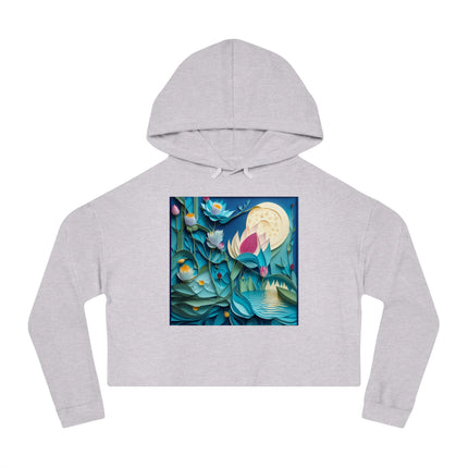 Ethereal Moonlit Lake Women’s Cropped Hooded Sweatshirt