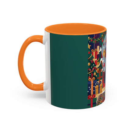 ☃️🎄 The Snowman's Christmas Companion Colorful Mug – Art Deco Holiday Fantasy