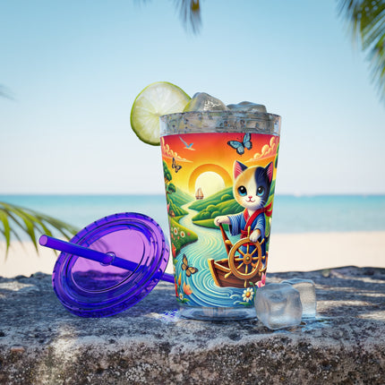 Sailor Kitten’s River Adventure Sunsplash Tumbler with Straw, 16oz