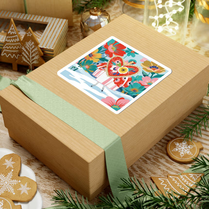 ❤️🌸 The Winter Heart Garden Kiss-Cut Sticker – Colorful Art Deco Floral Fantasy