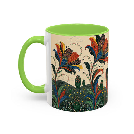 🌺🦋 The Enchanted Floral Voyage Colorful Mug – Art Deco Botanical Whimsy