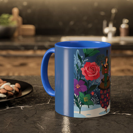 🌹❄️ The Holly Rose Of Winter Colorful Mug – Art Deco Christmas Garden