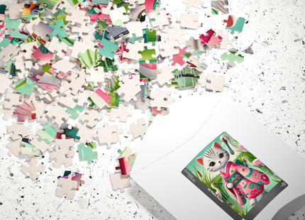 Geisha Kitten Strolls Among the Spoonbills Puzzle (110, 252, 520-piece)