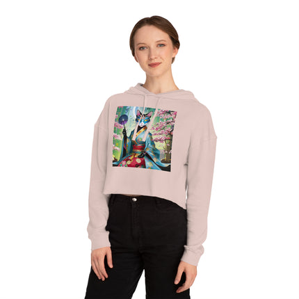 Cyberpunk Geisha Cropped Hooded Sweatshirt