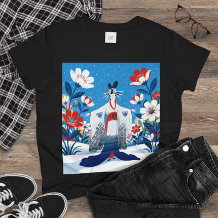 🌸❄️ The Winter Blossom Kimono Cotton Tee – Japanese-Inspired Floral Elegance