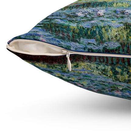Water Lilies and Japanese Bridge by Claude Monet Spun Polyester Square Pillow