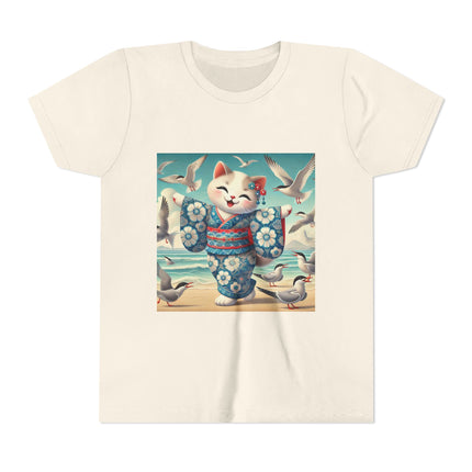 Geisha Kitten by the Seaside Youth Short Sleeve Tee