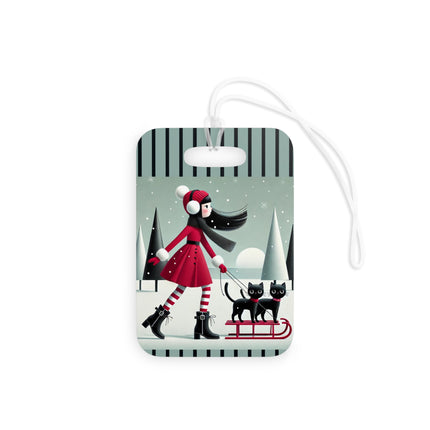 Red Sled & Curious Cats Luggage Tag