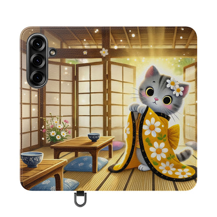 🐱🍵 Playful Kitten in the Tea Room Flip Case – Curious Charm & Cozy Whimsy