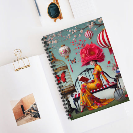 Reading In A Painted Garden Spiral Notebook - Ruled Line
