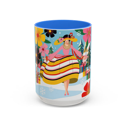 🌼🎄 The Christmas Blossom Belle Colorful Mug – Colorful Art Deco Holiday Fantasy