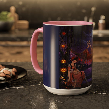 🌙🎃 Moonlit Mischief In The Pumpkin Grove Colorful Mug – Whimsical Halloween Fantasy