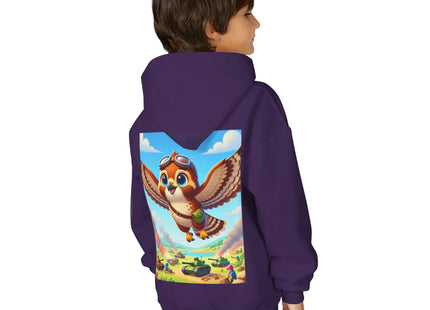 Red-Tailed Hawk in Battle Youth Heavy Blend Hooded Sweatshirt