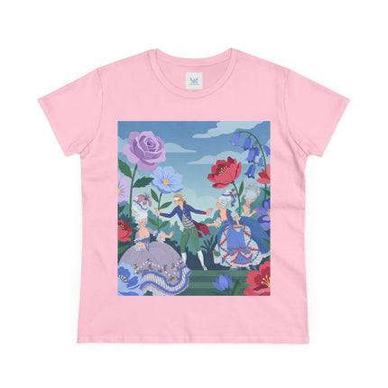 🎭🌸 The Garden Masquerade Cotton Tee – Art Deco Fashion Illustration