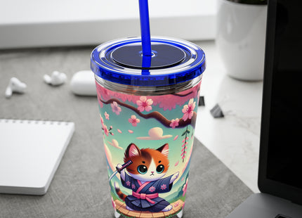Samurai Kitten Sunsplash Tumbler with Straw, 16oz