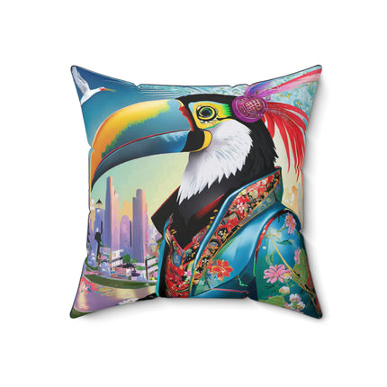Cyber Toucan Chic Spun Polyester Square Pillow