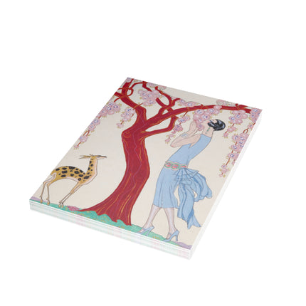 Woman, Fawn, and Red Tree by George Barbier Postcards (envelopes included) - Bundles of 10, 30, 50 Pieces