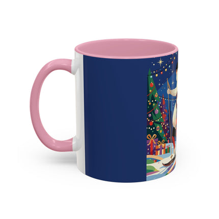 🌙🎿 The Moonlit Christmas Skier Colorful Mug – Whimsical Holiday Fantasy